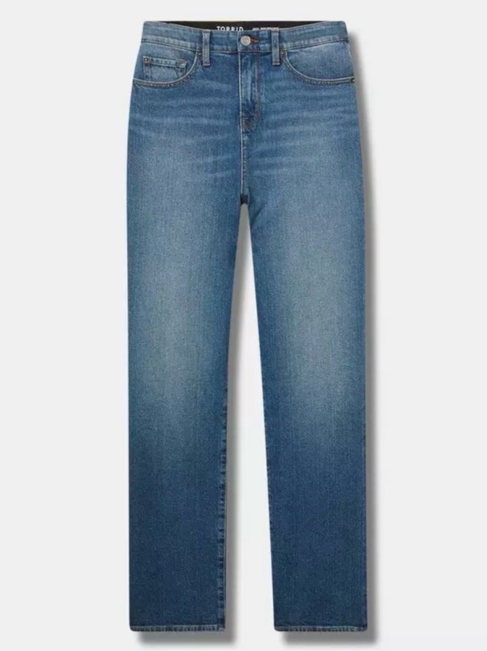 torrid High Rise Straight-Leg Elastic Waist Denim Jeans in Medium Wash Blue - Picture 14 of 14